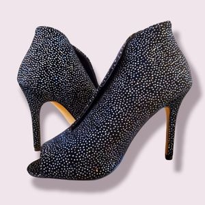 NINA NEW YORK ✨ Black Galaxy Peep-Toe Stiletto Ankle Booties